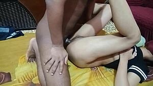 Indian sexy college girl bends over for horny doggystyle pounding in ebony reality sex