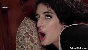 two slaves are anally riding this huge dick y'know in rough bondage