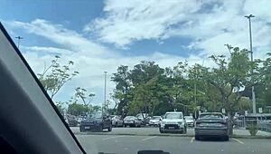 Stop it, I'm waiting for my wife - but why is this milf jerking off my big cock in the parking lot?