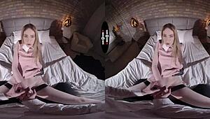 hey, in this dark room vr, my big ass and tits get a hardcore blowjob and handjob session with shaved pussy action.