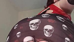 suggestive riding crop teasing ass and tits