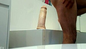 huge dildo ready for action