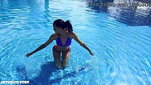 Petite Latina Violeta Grey starts sucking then rides for oily footjob cum on feet