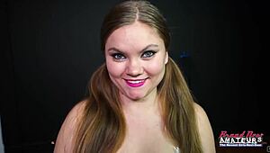 Pretty Petite 18+ Brunette Coed Lauren Sucks a Dick and Rides a Juicy Big Cock