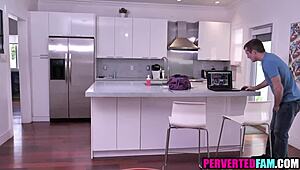 step aunt caught him watching her shaved pussy and pierced nipples in hardcore milf action