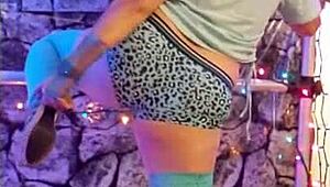 Hotwife Steffi dances seductively in lingerie with vibrator.