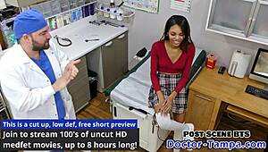 Doctor Tampa intensely humiliates ebony Solana in kinky cheerleading physical exam at hospital