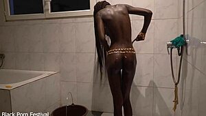 Dolcina Showers Her Slim African Figure