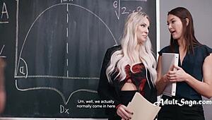 Colleagues Spot Me Wanking To Blackboard Boobies In Wild Threesome With Blonde And Brunette