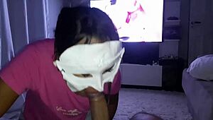 Hoje falei para ele senta que vou mamar gostoso no pau grande da boneca sexual