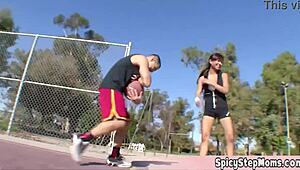 Sexy golddigger plays basketball and sport makes her horny