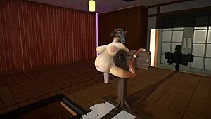 Hey, check out this wild furry cat using dildos for some intense cum inflation action! 🐱🍆💦