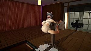 Hey, check out this wild furry cat using dildos for some intense cum inflation action! 🐱🍆💦