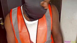 Black Ebony Spreads Oiled Wet Pussy And Tits For Engineers In Doggystyle Group Fuck As Payment