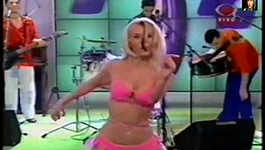 lady lu does a super positive striptease in her pink bikini, slowly undressing with that confident vibe 😊