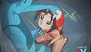 This cartoon follows a simple training routine in an animated setting.