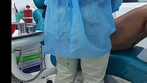 dentist appointment turns wild with curvy colombian nurse riding in miniskirt and pantyhose at the office