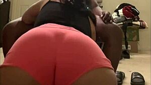 Oh wow, can you believe this thick ass Latina milf is sucking that huge BBC from behind!