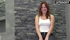 bubble butt russian pornstar eva berger takes sloppy deepthroat before extreme gaping anal fuck in casting interview