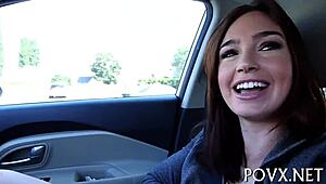 Hot teen babe boldly takes hardcore blowjob and pov sex with big cock