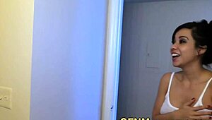 busty cfnm babe tugs on a big cock in high definition