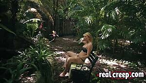 blonde slim babe gets lost in the forest and dragged off by this horny maniac for rough outdoor sex