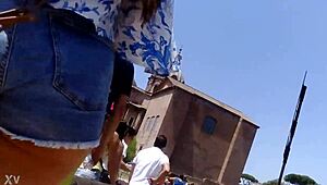 Voyeur Captures Intense Ass Delight in Rome!