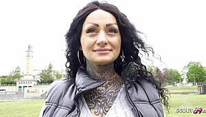 Can Big Tits Tattoo Model Mia Roux Handle First Rough Anal at German Pickup Casting?