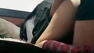 in the bedroom, this young mexican student with long hair skips her science class for homemade creampie action with the latina teen.