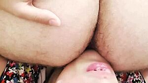 I'm upside down rimming her wet ass while choking and gagging on that deepthroat action with double domination.