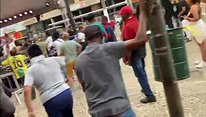 Whoa, check out these young brazilian girls on leashes in interracial domination street walk 😈