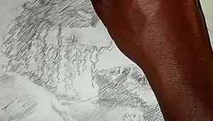 sketch contrasts couple in lingerie with foreplay details
