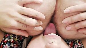 I'm upside down rimming her wet ass while choking and gagging on that deepthroat action with double domination.