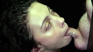 Damn, satina just swallowed nine cumshots from the gloryhole like a pro