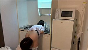 hey, check out this young couple showing off their sex - usually we do it in bed but this time we went wild with lots of blowjob sex in the kitchen