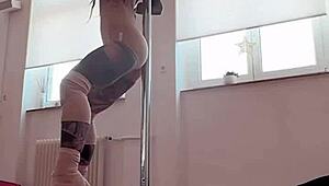 Anuskatzz showcases her athletic moves in an exotic pole dance compilation with fitness elements