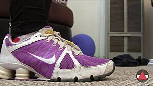 Just walking around in sneakers outdoors.