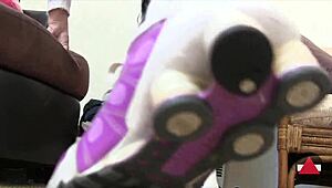 Just walking around in sneakers outdoors.