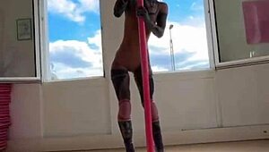 Anuskatzz showcases her athletic moves in an exotic pole dance compilation with fitness elements