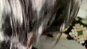 hey, she's giving some good sloppy head to that big black monster cock with deep sucking