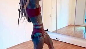 Anuskatzz showcases her athletic moves in an exotic pole dance compilation with fitness elements