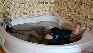 Hey, check out horny Sophia Smith in her college uniform showing off those wet panties.