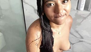What happens when Mishell gets pounded hard in the shower by her friend after a workout?