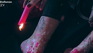 These Feet Crave Domination from Brunette and Redhead Goddesses in Bondage with Toe Sucking