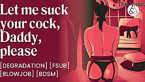 Submissive brat craves that facial cumshot while playing daddy's wet pussy toy in rough BDSM roleplay!