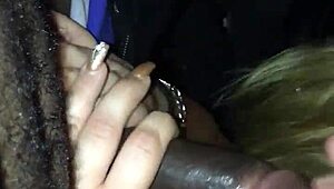 Hey, you think you can handle giving car head like this white girl does to a big black cock?