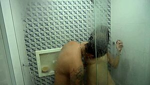 Brazilian Bodybuilder Licks Her Muscular Ass and Young Sexy Tits!