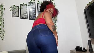Bold Bbw Beauty Farts Seductively In Tight Blue Jeans