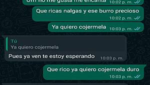 Conversacion de whatsapp con la jefa de mi amigo Oscar me lleva a creampie casero en webcam!