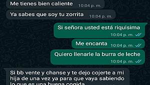 Conversacion de whatsapp con la jefa de mi amigo Oscar me lleva a creampie casero en webcam!